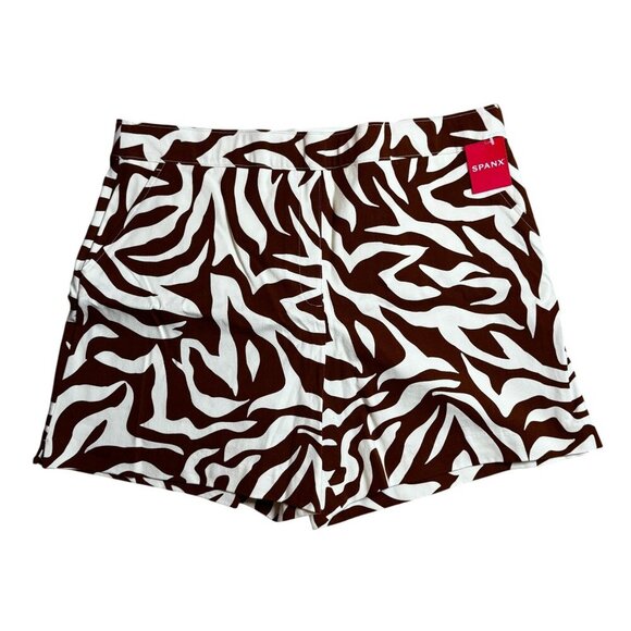 SPANX On The Go Brown Zebra Print Stretch Control Shorts Size XL NWT MSRP $92 - Picture 1 of 7